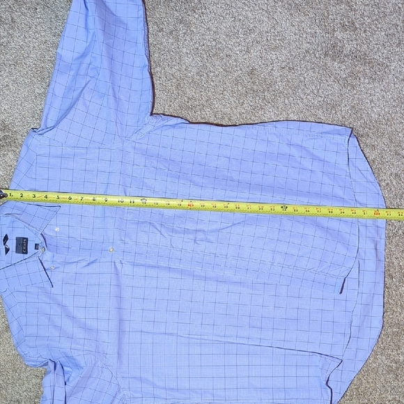 Chaps Light Blue Grid Pattern Dress Shirt, 17, 34-35 - Picture 6 of 7